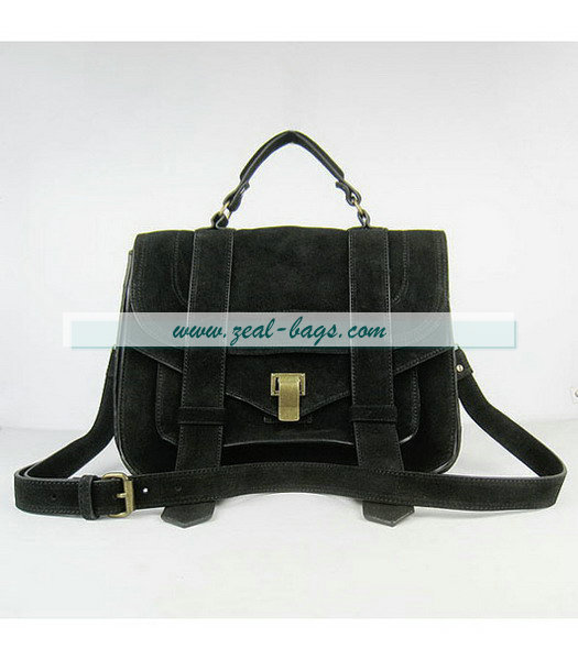 Knockoff Proenza Schouler Suede PS1 Satchel Bag in Black Cow Suede Leather - Click Image to Close